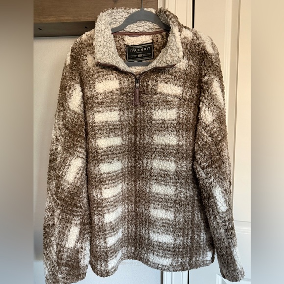True Grit Other - True Grit Cream and Brown Fleece Jacket